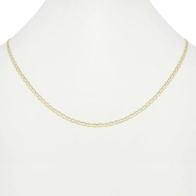 Pre-owned Nuragold 14k Yellow Gold Solid 3mm Pave Diamond Cut Mariner Anchor Chain Necklace 16"