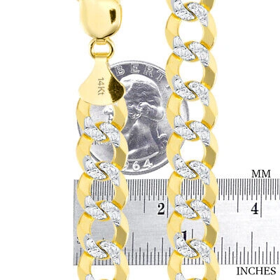 Pre-owned Nuragold 14k Yellow Gold Solid 11.5mm Mens Diamond Cut Pave Cuban Curb Chain Bracelet 8"