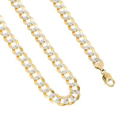 Pre-owned Nuragold 14k Yellow Gold Solid 11.5mm Mens Diamond Cut Pave Cuban Curb Chain Bracelet 8"
