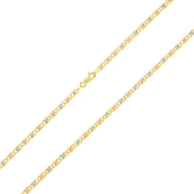 Pre-owned Nuragold 14k Solid Yellow Rose White Tri Gold 3mm Valentino Chain Womens Bracelet 8"