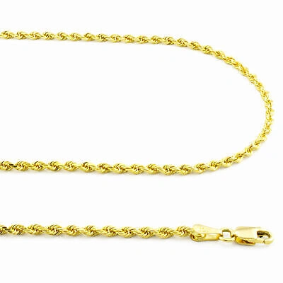 Pre-owned Nuragold 10k Yellow Gold Solid Womens 2mm Diamond Cut Chain Italian Necklace 16"