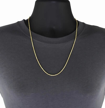 Pre-owned Nuragold 10k Yellow Gold Solid Womens 2mm Diamond Cut Chain Italian Necklace 16"