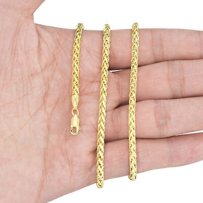 Pre-owned Nuragold 10k Yellow Gold 3mm Palm Wheat Foxtail Franco Round Spiga Chain Necklace 16"