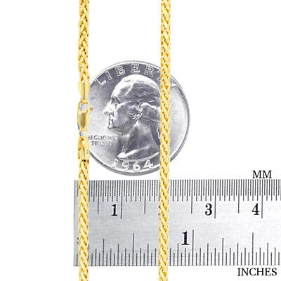 Pre-owned Nuragold 10k Yellow Gold 3mm Palm Wheat Foxtail Franco Round Spiga Chain Necklace 16"