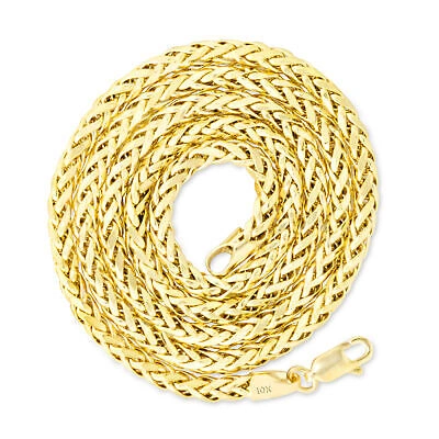 Pre-owned Nuragold 10k Yellow Gold 3mm Palm Wheat Foxtail Franco Round Spiga Chain Necklace 16"