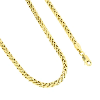 Pre-owned Nuragold 10k Yellow Gold 3mm Palm Wheat Foxtail Franco Round Spiga Chain Necklace 16"