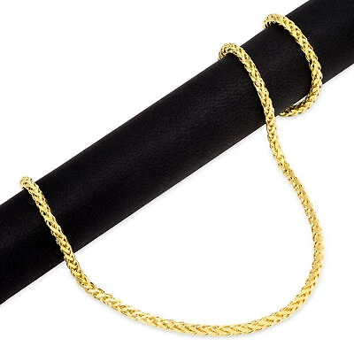 Pre-owned Nuragold 10k Yellow Gold 3mm Palm Wheat Foxtail Franco Round Spiga Chain Necklace 16"