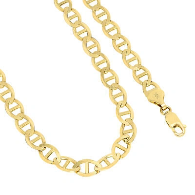 Pre-owned Nuragold 10k Yellow Gold Solid Mens 7.5mm Mariner Anchor Link Chain Pendant Necklace 22"