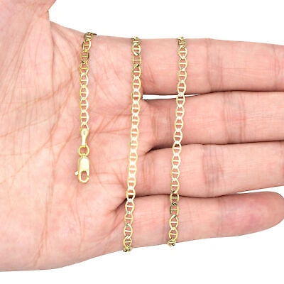 Pre-owned Nuragold 10k Yellow Gold Solid Mens 3mm Mariner Anchor Link Chain Pendant Necklace 30"