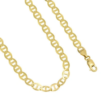 Pre-owned Nuragold 10k Yellow Gold Solid Mens 6mm Mariner Anchor Flat Link Chain Bracelet 8.5"