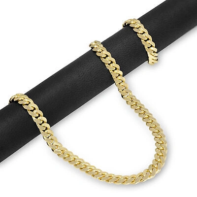NURAGOLD Pre-owned 10k Yellow Gold Solid 7mm Mens Miami Cuban Chain Pendant Necklace Box Clasp 26"
