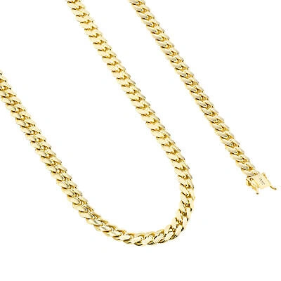 Pre-owned Nuragold 10k Yellow Gold Solid 7mm Mens Miami Cuban Link Chain Necklace Box Clasp 24"