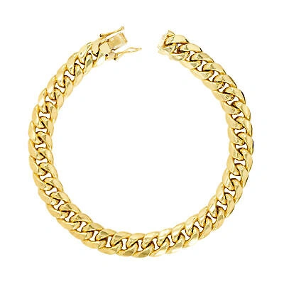 Pre-owned Nuragold 10k Yellow Gold 9mm Mens Miami Cuban Link Italian Chain Bracelet Box Clasp 8.5"