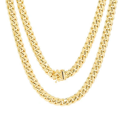 Pre-owned Nuragold 10k Yellow Gold Mens Italian 7.5mm Miami Cuban Link Chain Necklace Box Clasp 28"