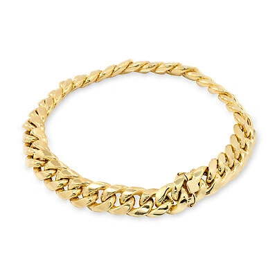 Pre-owned Nuragold 10k Yellow Gold 9mm Mens Miami Cuban Link Italian Chain Bracelet Box Clasp 8.5"