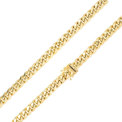 Pre-owned Nuragold 10k Yellow Gold Mens Italian 7.5mm Miami Cuban Link Chain Necklace Box Clasp 28"
