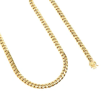 Pre-owned Nuragold 10k Yellow Gold Mens Italian 7.5mm Miami Cuban Link Chain Necklace Box Clasp 28"