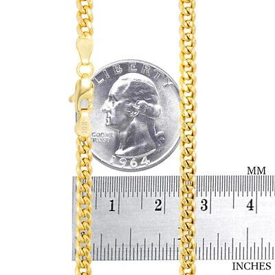 Pre-owned Nuragold 10k Yellow Gold 4mm Miami Cuban Link Chain Italian Necklace Womens 16"
