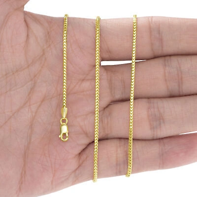 Pre-owned Nuragold 10k Yellow Gold Solid 1.5mm Womens Franco Diamond Cut Wheat Chain Necklace 16"