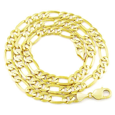 Pre-owned Nuragold 10k Yellow Gold Mens Solid 9.5mm Figaro Chain Link Bracelet Italian Made 9in 9"