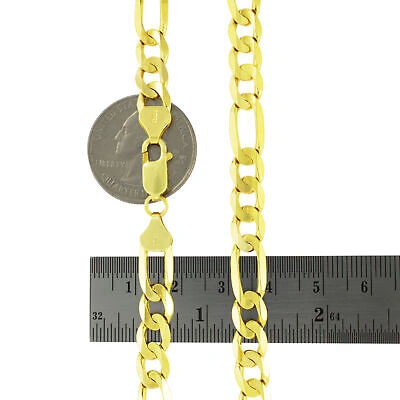 Pre-owned Nuragold 10k Yellow Gold Solid 8mm Thick Mens Figaro Chain Link Bracelet Italian Made 9"