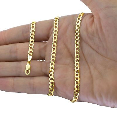 Pre-owned Nuragold 10k Yellow Gold 5mm Women Solid Curb Cuban Chain Link Italian Necklace 16"