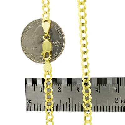 Pre-owned Nuragold 10k Yellow Gold 5mm Women Solid Curb Cuban Chain Link Italian Necklace 16"