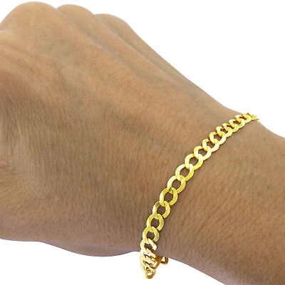 Pre-owned Nuragold 10k Yellow Gold 6mm Mens Cuban Link Curb Chain Bracelet Italian Made 8.5"