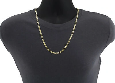 Pre-owned Nuragold 10k Yellow Gold 5mm Women Solid Curb Cuban Chain Link Italian Necklace 16"