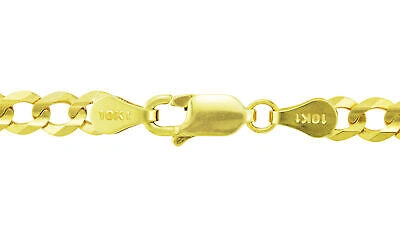 Pre-owned Nuragold 10k Yellow Gold 5mm Women Solid Curb Cuban Chain Link Italian Necklace 16"