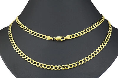 Pre-owned Nuragold 10k Yellow Gold 5mm Women Solid Curb Cuban Chain Link Italian Necklace 16"