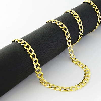 Pre-owned Nuragold 10k Yellow Gold 5mm Women Solid Curb Cuban Chain Link Italian Necklace 16"