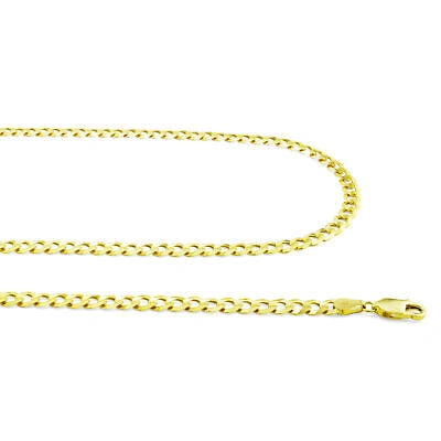 Pre-owned Nuragold 10k Yellow Gold 5mm Women Solid Curb Cuban Chain Link Italian Necklace 16"