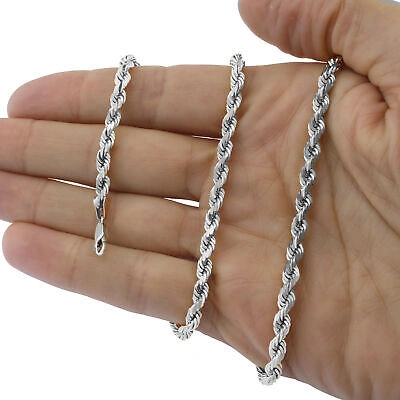 Pre-owned Nuragold 10k White Gold 6mm Diamond Cut Rope Italian Chain Pendant Necklace Mens 28"