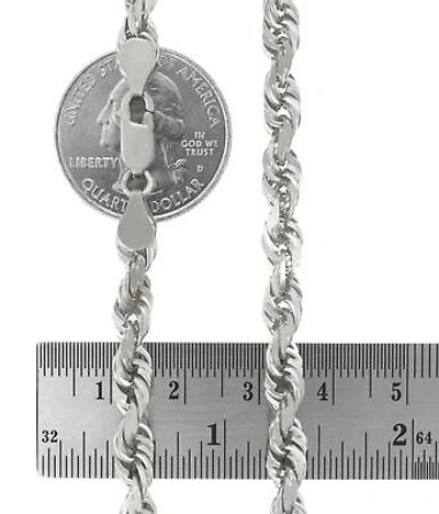 Pre-owned Nuragold 10k White Gold 6mm Diamond Cut Rope Italian Chain Pendant Necklace Mens 28"