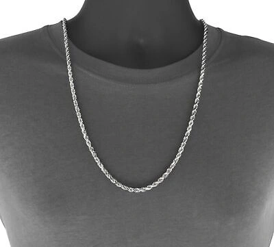 Pre-owned Nuragold 10k White Gold 6mm Diamond Cut Rope Italian Chain Pendant Necklace Mens 28"