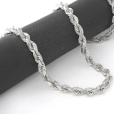 Pre-owned Nuragold 10k White Gold 6mm Diamond Cut Rope Italian Chain Pendant Necklace Mens 28"