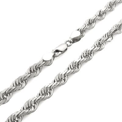 Pre-owned Nuragold 10k White Gold 6mm Diamond Cut Rope Italian Chain Pendant Necklace Mens 28"