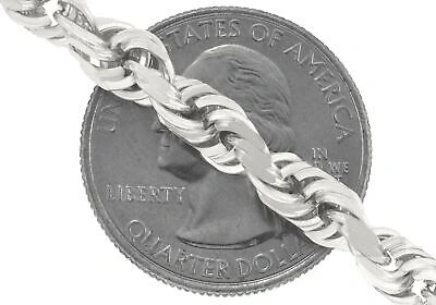 Pre-owned Nuragold 10k White Gold 6mm Diamond Cut Rope Italian Chain Pendant Necklace Mens 28"