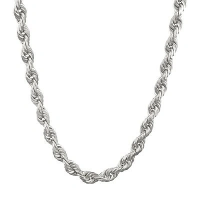 Pre-owned Nuragold 10k White Gold 6mm Diamond Cut Rope Italian Chain Pendant Necklace Mens 28"