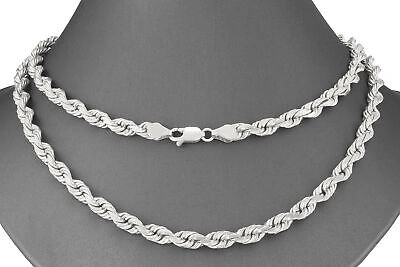 Pre-owned Nuragold 10k White Gold 6mm Diamond Cut Rope Italian Chain Pendant Necklace Mens 28"