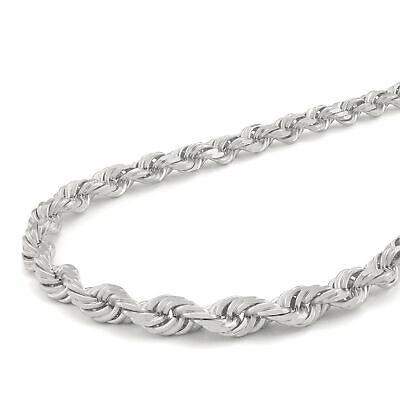Pre-owned Nuragold 10k White Gold 6mm Diamond Cut Rope Italian Chain Pendant Necklace Mens 28"