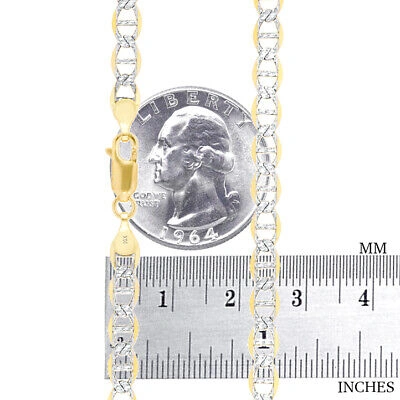 Pre-owned Nuragold 10k Yellow Gold Solid 5mm Pave Diamond Cut Mariner Anchor Chain Necklace 16"