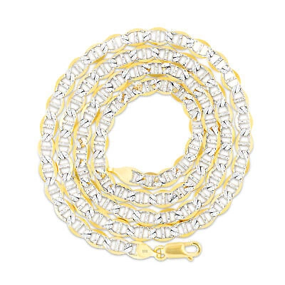 Pre-owned Nuragold 10k Yellow Gold Solid 5mm Pave Diamond Cut Mariner Anchor Chain Necklace 16"