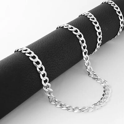 Pre-owned Nuragold Solid 10k White Gold 5mm Cuban Curb Chain Link Mens Necklace Italian Made 26"