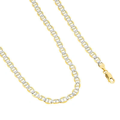 Pre-owned Nuragold 10k Yellow Gold Solid 5mm Pave Diamond Cut Mariner Anchor Chain Necklace 16"