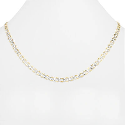 Pre-owned Nuragold 10k Yellow Gold Solid 5mm Pave Diamond Cut Mariner Anchor Chain Necklace 16"