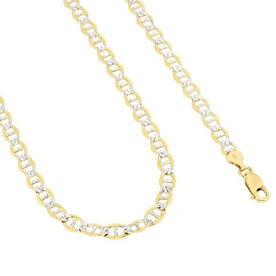 Pre-owned Nuragold 10k Yellow Gold Solid Men 6mm Pave Diamond Cut Mariner Anchor Chain Necklace 26"