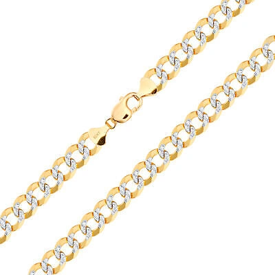 Pre-owned Nuragold 10k Yellow Gold Solid Mens 11.5mm Diamond Cut Pave Cuban Curb Chain Necklace 28"