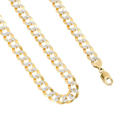 Pre-owned Nuragold 10k Yellow Gold Solid Mens 11.5mm Diamond Cut Pave Cuban Curb Chain Necklace 28"